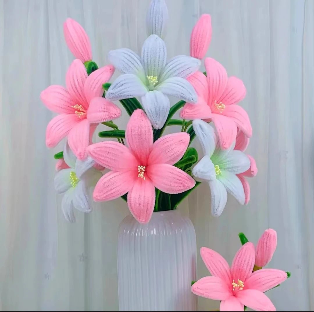 拼色百合花手工DIY材料包（非成品/不含花瓶）