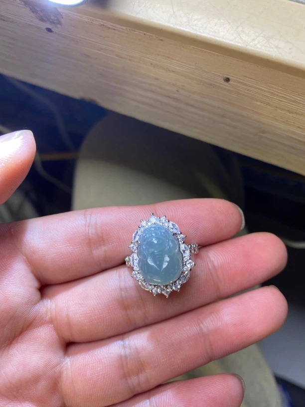 天然翡翠A货女士貔貅戒指