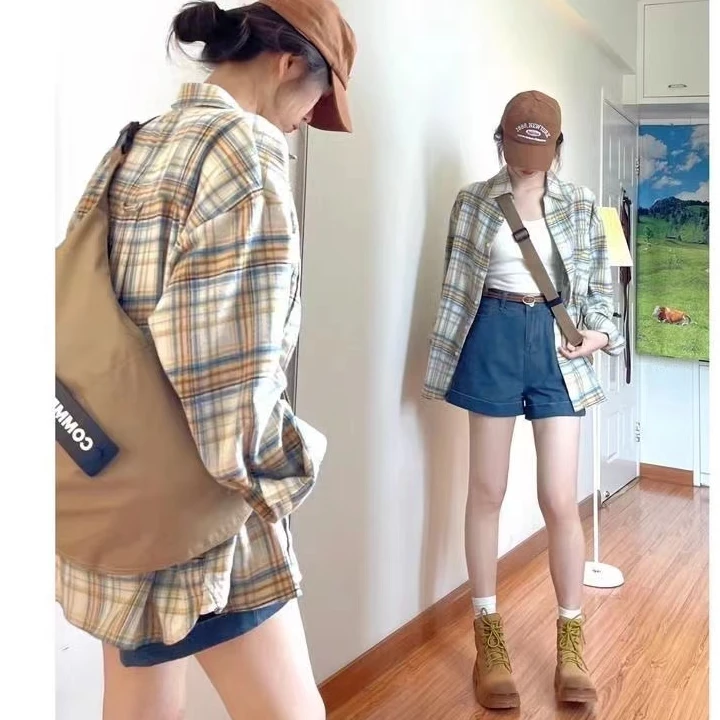 韩版庸懒时尚外搭秋季新款女装宽松显瘦长袖衬衣外套女