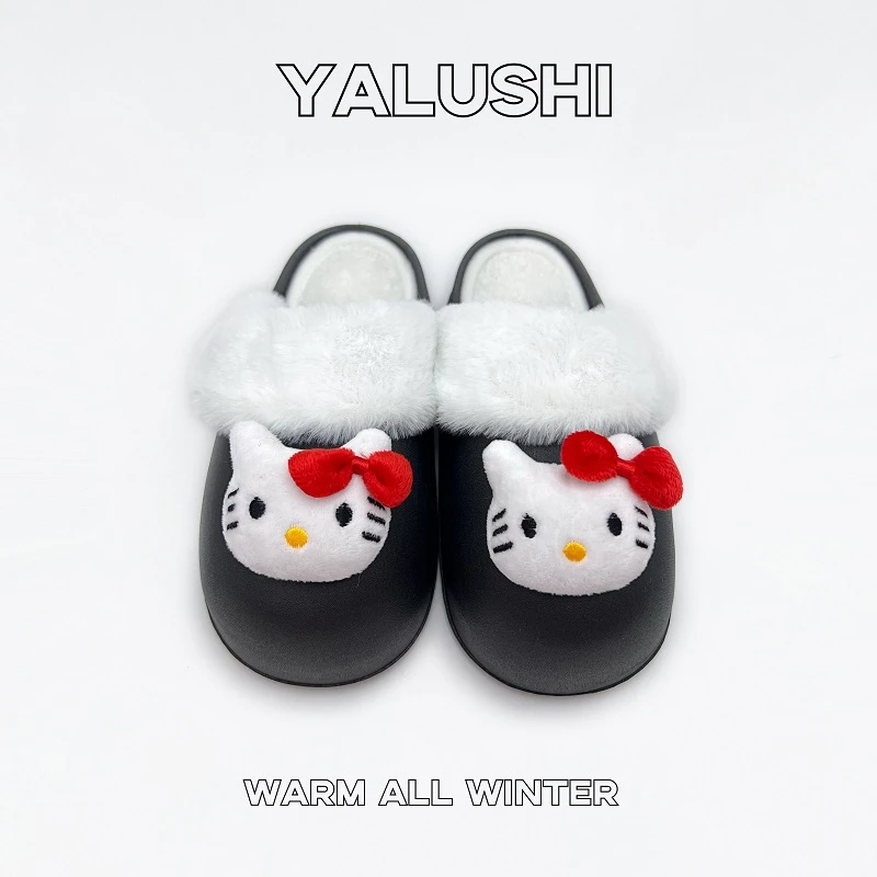 hellokitty拖鞋包头毛毛拖鞋女厚底冬季加厚居家外穿防滑棉拖ins