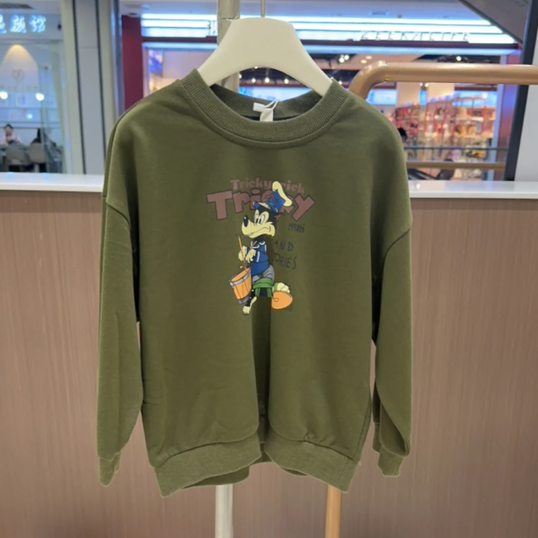 【编号M128】A936-32-儿童大灰狼敲鼓卫衣墨绿色-LMDM