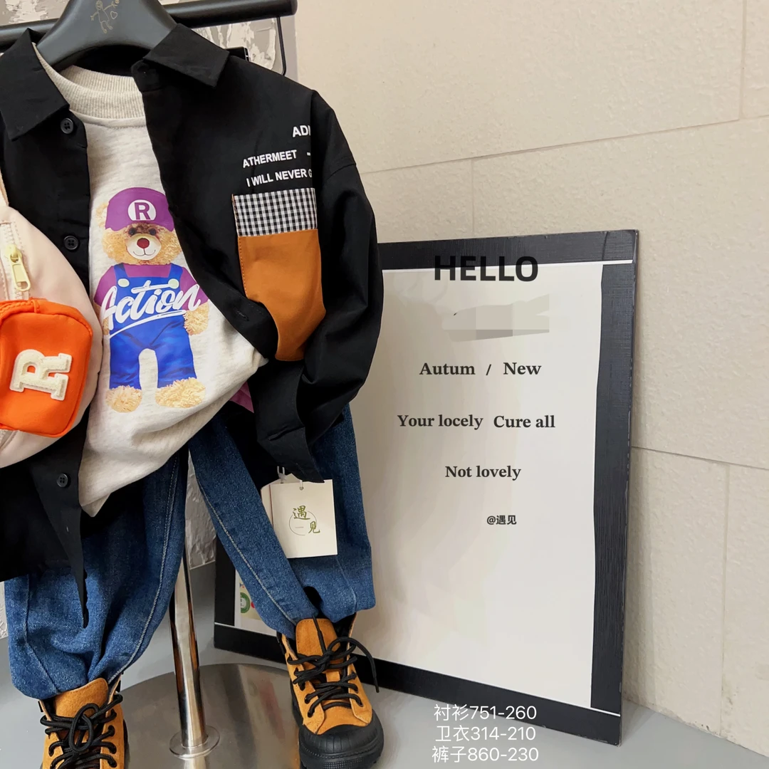 【编号F345】C751-01- 撞色口袋衬衫黑色-YJ