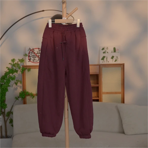 【编号M167】815-15-儿童加厚休闲裤酒红色-RZYC