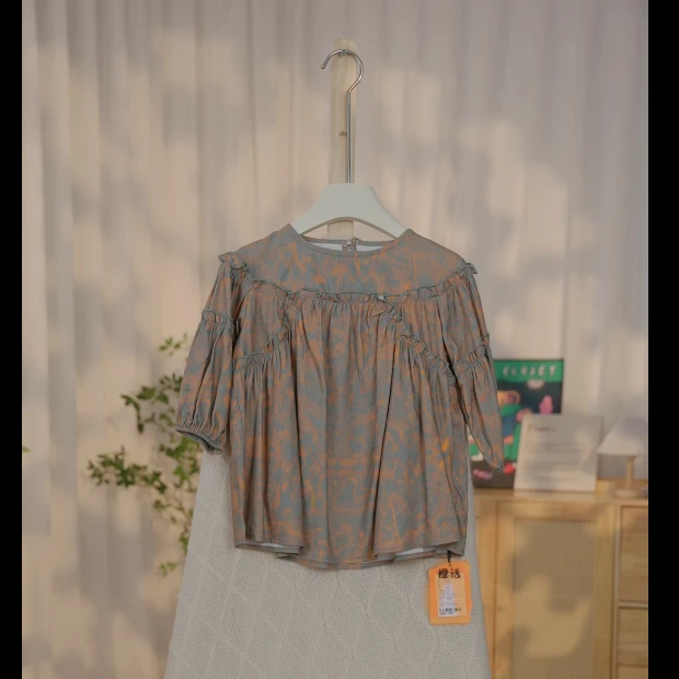 【编号B429】A8109-08-女宝印染花色连衣裙灰色-CH