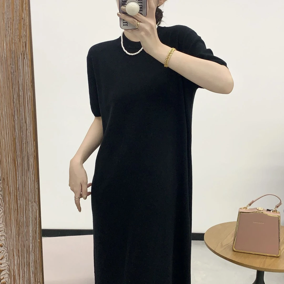 A JD71003 慵懒风长款t恤裙宽松遮肚显瘦连衣裙