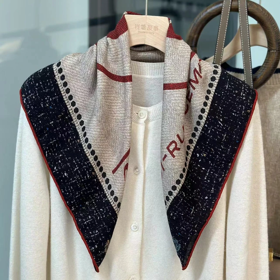 Qiantang Story/钱塘故事70丝毛-复古山茶围巾65*65cm