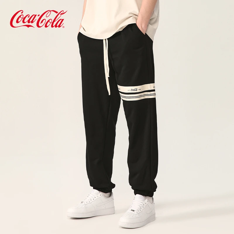 Coca-Cola/可口可乐休闲裤男宽松经典条纹春秋时尚百搭束脚运动裤