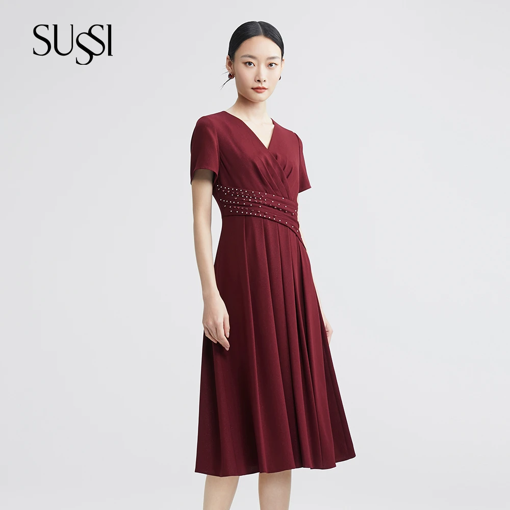 SUSSI/古色24夏季商场同款 多色气质通勤显瘦连衣裙女装