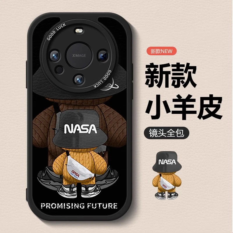 背影熊适用华为mate70pro潮牌简约情侣时尚手机壳pura80pro高级感