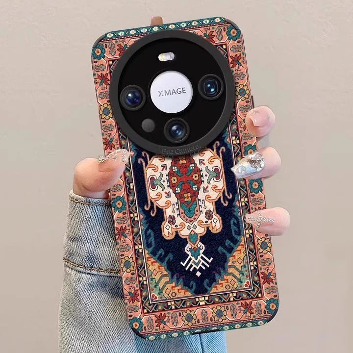 适用华为Pura70Pro手机壳民族风图腾70Ultra保护套p60pro小羊皮