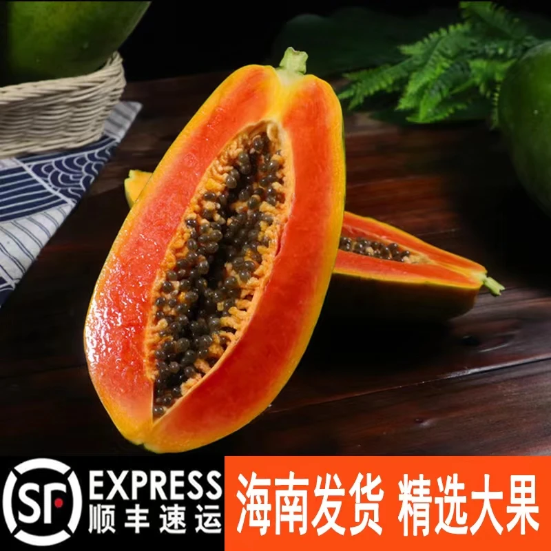 海南岛树上熟红心牛奶木瓜现采现发细腻香甜顺丰包邮4.6/8斤