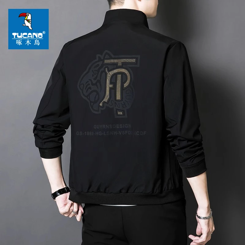 啄木鸟男士春秋季百搭宽松潮牌夹克休闲舒适新款高端修身外套上衣