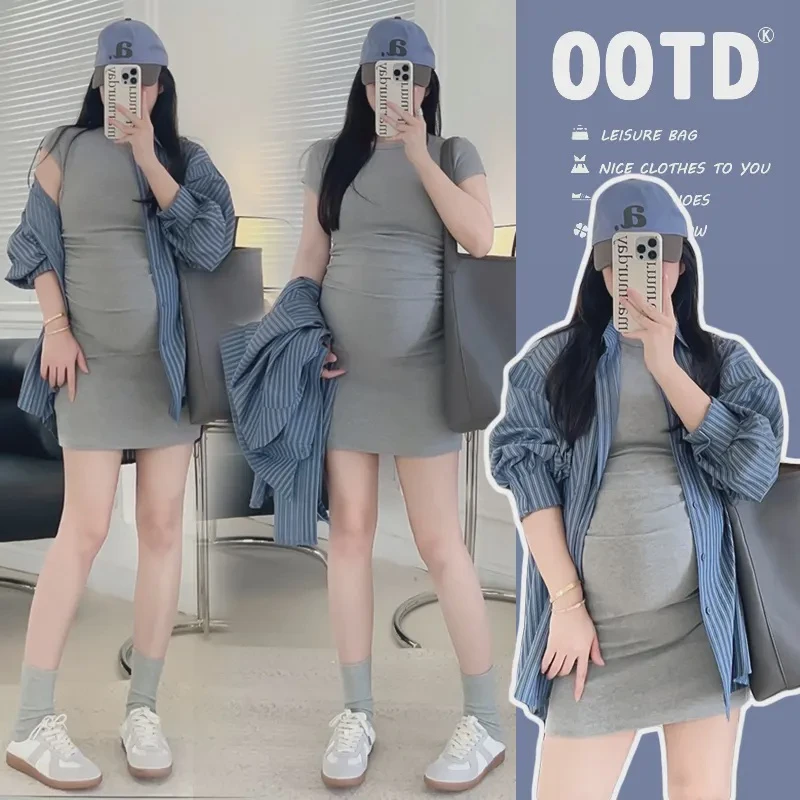 孕妇装网红新款爆款洋气时尚辣妈显瘦设计感休闲孕妇连衣裙夏装