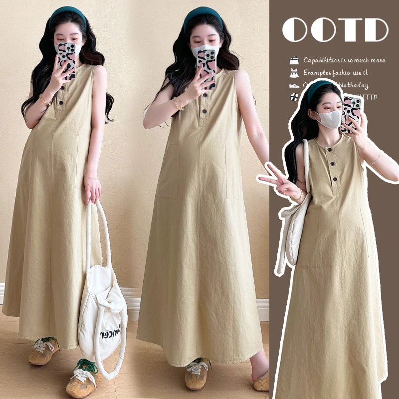 孕妇连衣裙夏季网红新款时尚宽松显瘦气质百搭中长款孕妇裙子