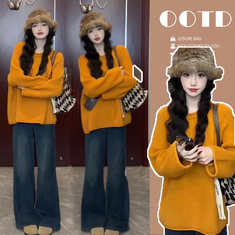 网红孕妇装韩版休闲宽松孕妇毛衣慵懒风孕妇上衣