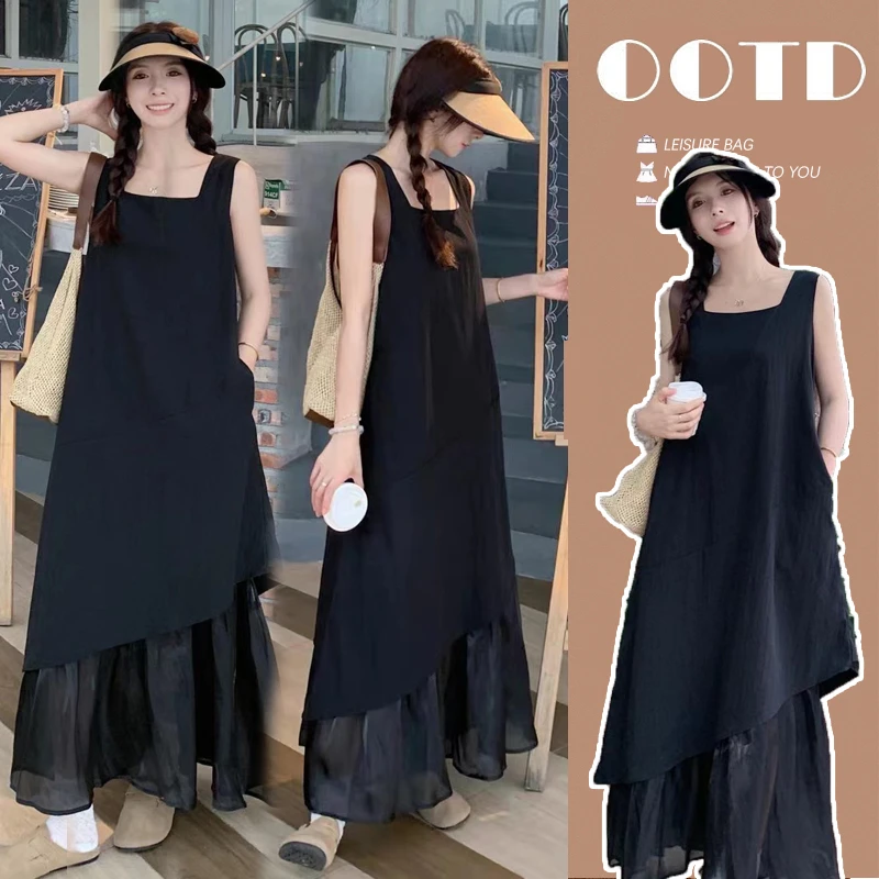 孕妇夏季连衣裙网红时尚新款宽松显瘦气质减龄百搭辣妈孕妇裙子