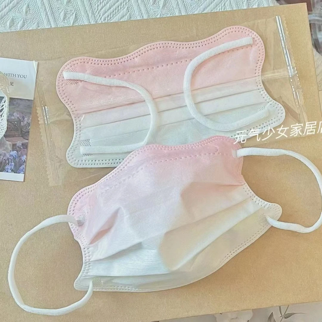 网红薄透气护眼角腮红口罩粉色渐变成人女高颜值可爱2024新款秋冬