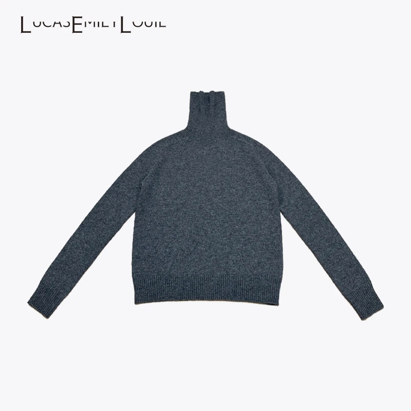 LUCASEMILYLOUIE 秋冬极简廓形羊绒高领套头针织毛衣2311023