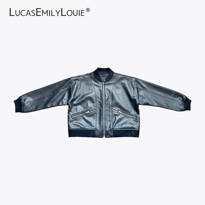 LUCASEMILYLOUIE 新西兰泡泡皮复古机车拉链皮衣夹克2410651