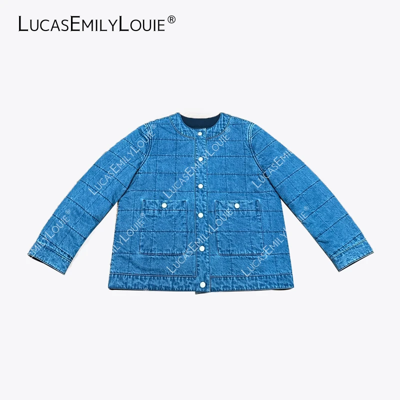 LUCASEMILYLOUIE 复古休闲长袖圆领夹克棉服外套2411213