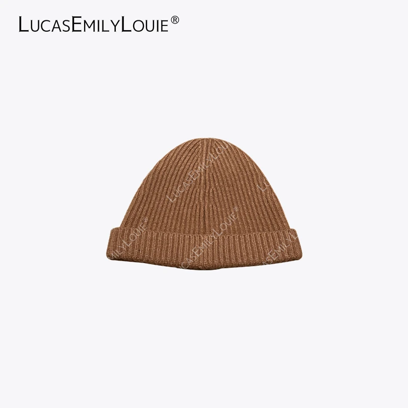 LUCASEMILYLOUIE 经典休闲纯色保暖羊毛针织瓜皮帽240165