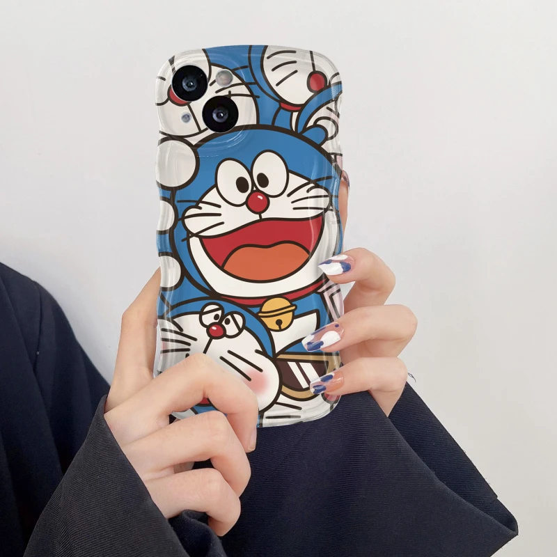 波浪形防摔哆啦A梦保护套苹果oppo小米vivo华为iPhone可爱手机壳