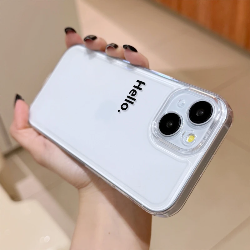Hello创意小众iphone15华为60vivo小米13苹果oppo简约透明手机壳