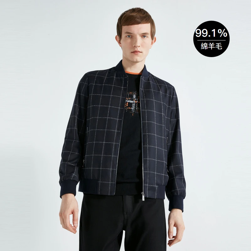 劲霸短版短款茄克|HKDC3109秋冬休闲外套夹克潮流格子男款秋季