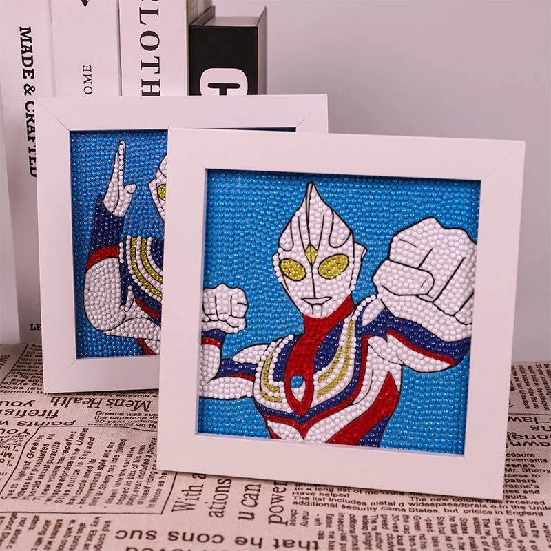 奥特曼钻石贴画儿童手工diy钻石画益智玩具满钻带框礼物男孩