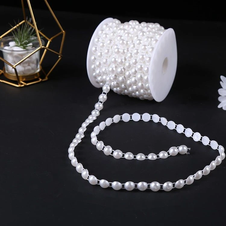 【合欢】4mmABS半圆连线珠手工DIY仿珍珠双线珠链饰品配件