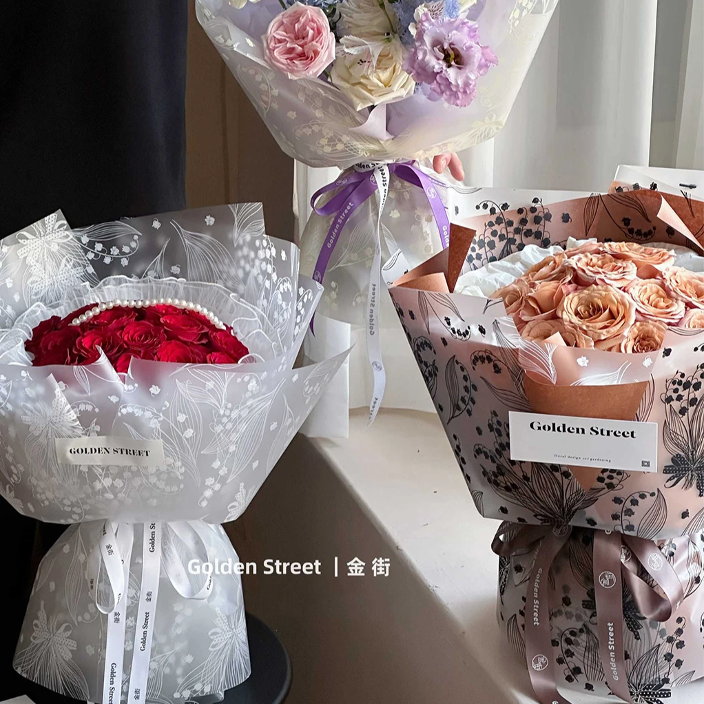 2024情人节新品雾面纸诺莎纸 微透防水 铃兰鲜花包装纸花店包花纸