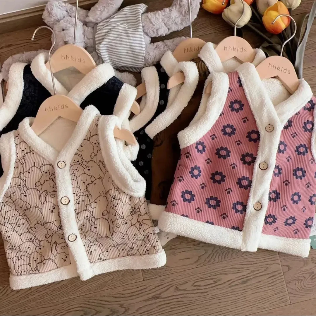 秋冬保暖加绒外套儿童马甲男女童宝宝保暖秋冬韩版马夹