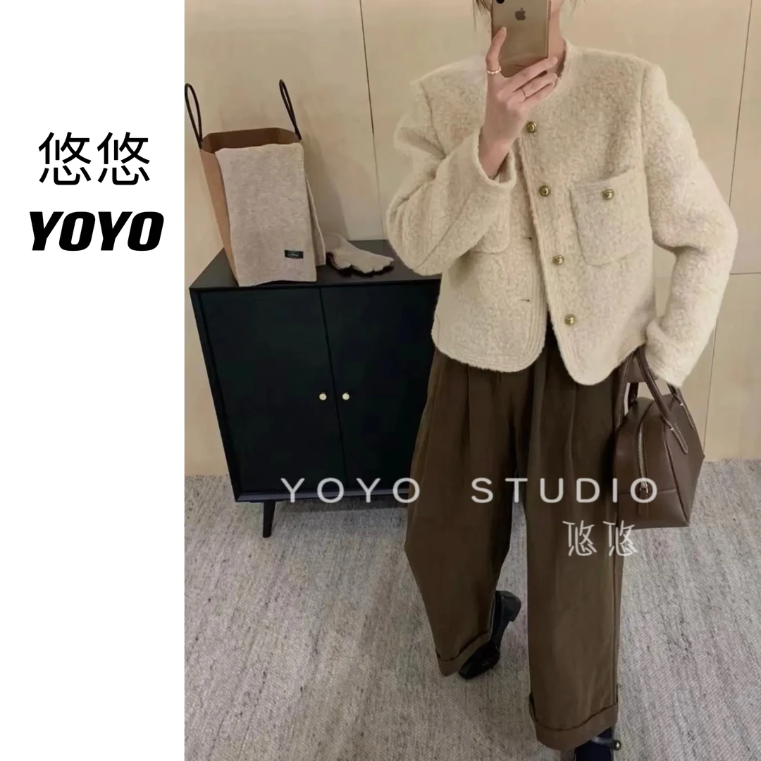 小香风短外套女时尚宽松长袖单排扣宽松上衣潮百搭加厚