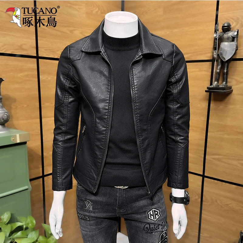 TUCANO/啄木鳥新款海宁皮衣男士春秋复古机车服时尚休闲外套潮牌