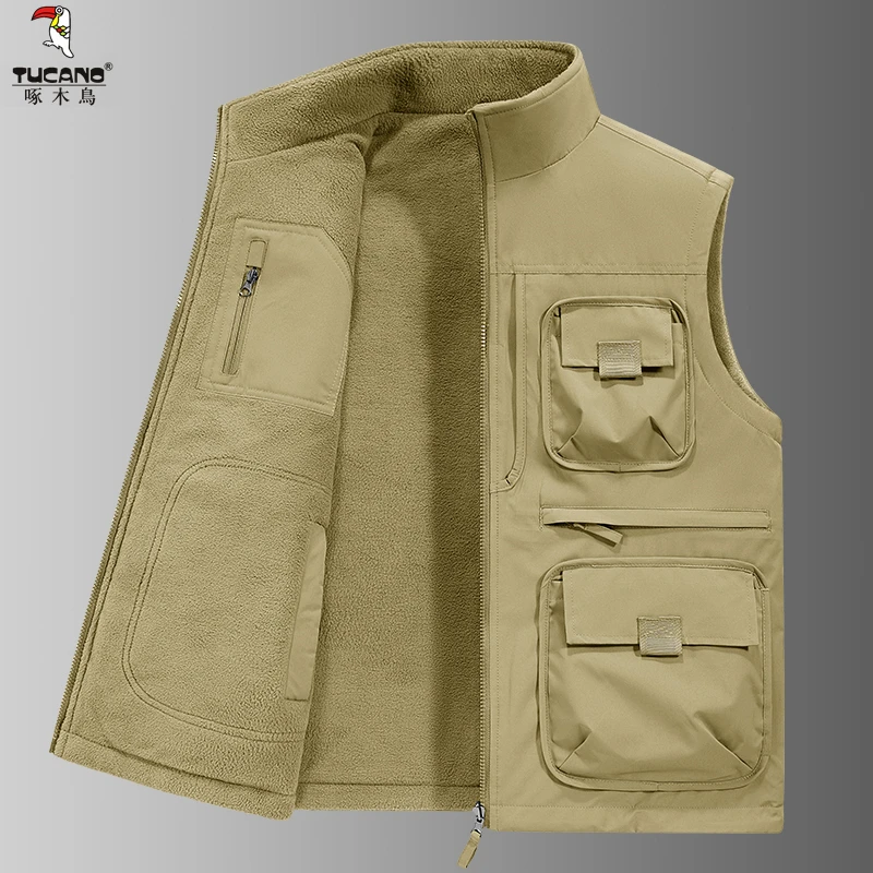 TUCANO/啄木鳥秋冬户外多口袋双面穿马甲男工装加绒运动休闲背心