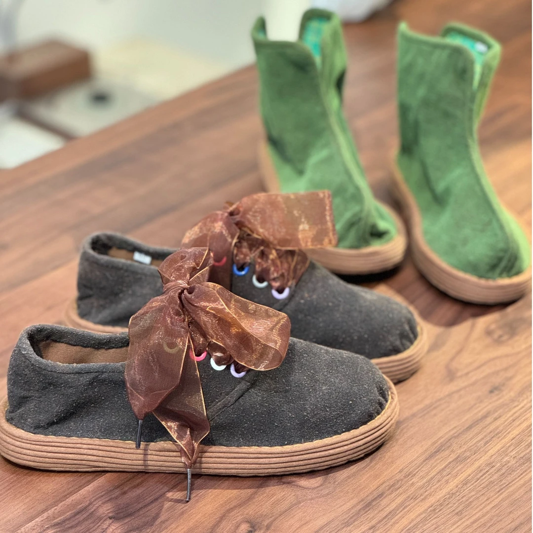 柞桑蚕丝疙瘩绸 手工千层底 布鞋休闲平底妈妈老布鞋时尚复古