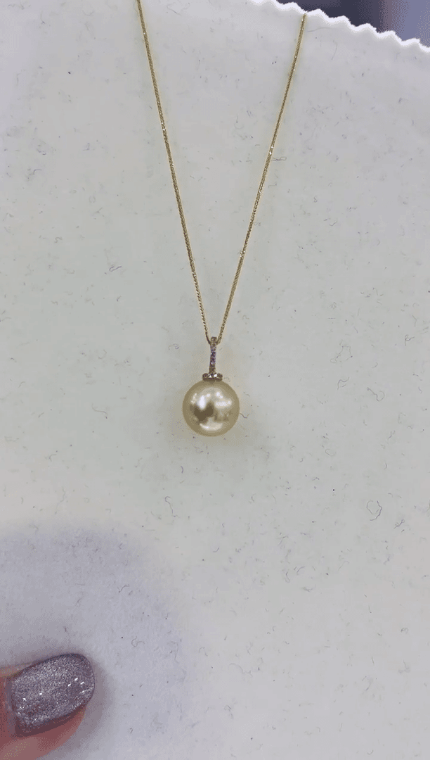 【闪购商品】海水珍珠吊坠(赠链)18K金镶嵌金珠万能扣吊坠10.5mm