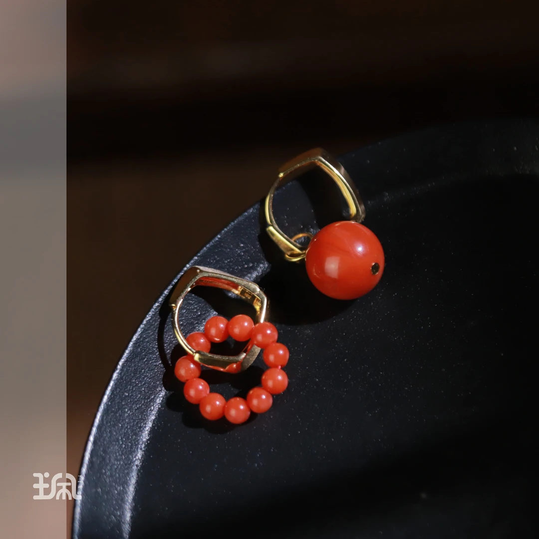 晴屿|南红*耳环*S925银镀金镶QA23120621多样性发其一