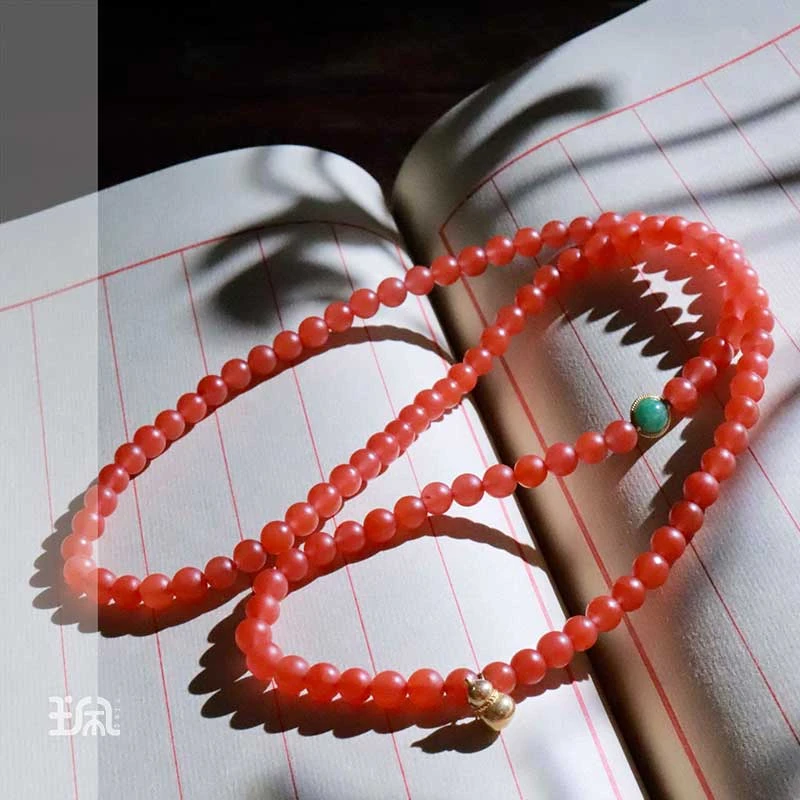 南红*惊鸿手串*K金镶嵌C21121852（多样性发其一）