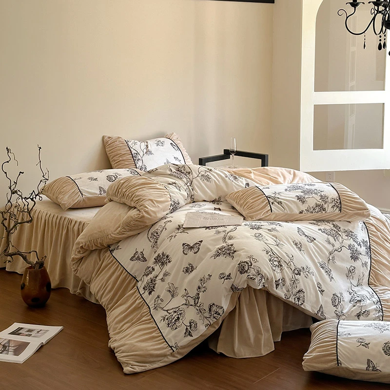 JN-A类婴儿绒法式浪漫床裙款四件套