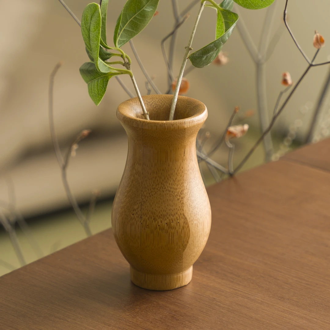 （两个装）祥福竹制花插客厅卧室摆放茶桌茶盘装饰