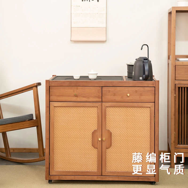 度庐家用未央泡茶柜烧水壶一体茶水柜中式可移动茶台茶几沙发边柜