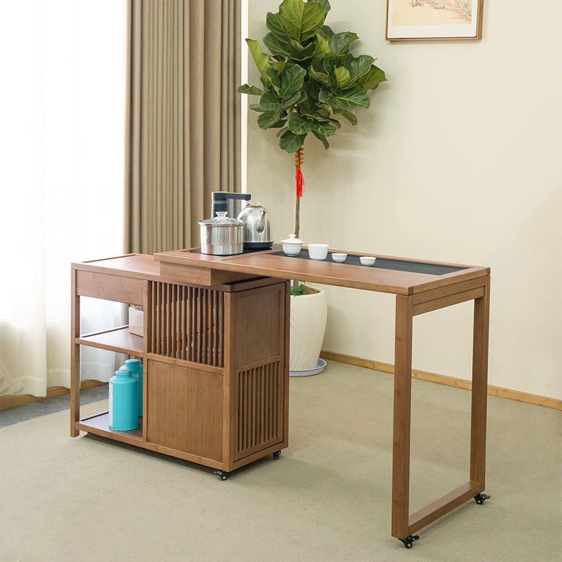 度庐可移动旋转千姿茶桌家用茶水柜茶台小户型阳台烧水壶桌椅组合