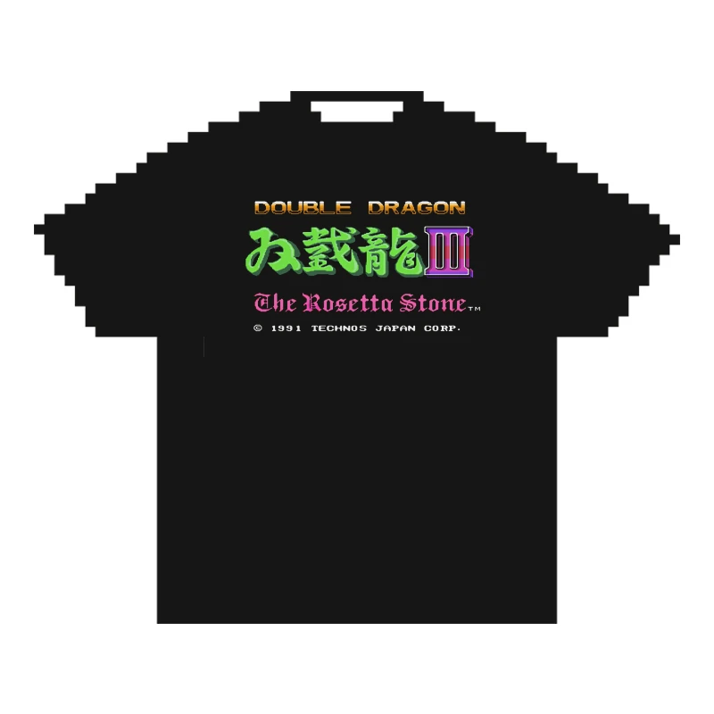 8090双截龙合集主题纯棉T恤夏季大码宽松休闲短袖简约ins男女半袖