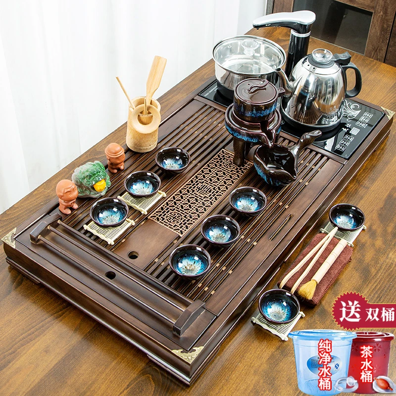 窑天下整套茶具套装家用简约实木茶盘一体全自动轻奢客厅泡茶台道