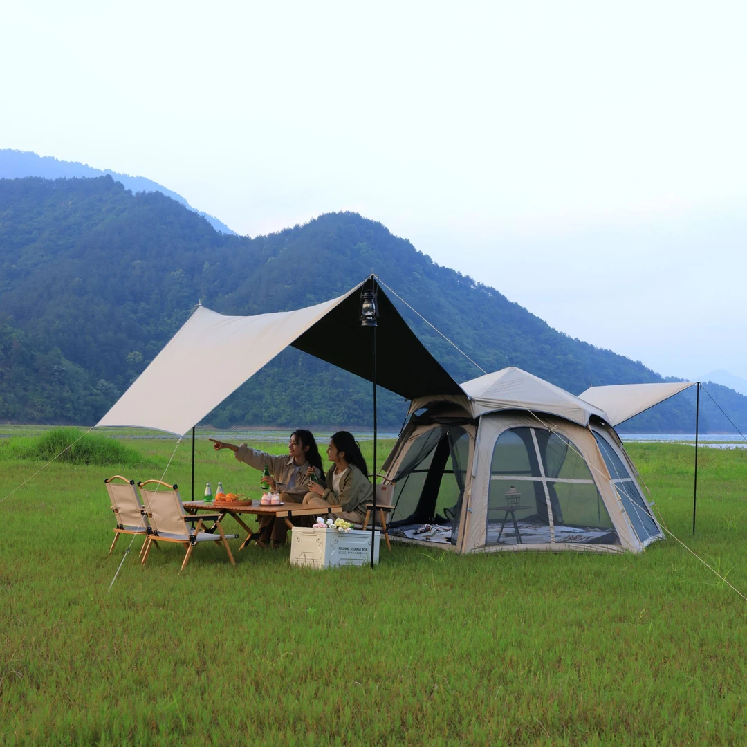 【防晒涂银星空球帐】野外露营全自动双层天幕超大防雨防晒折叠伸缩