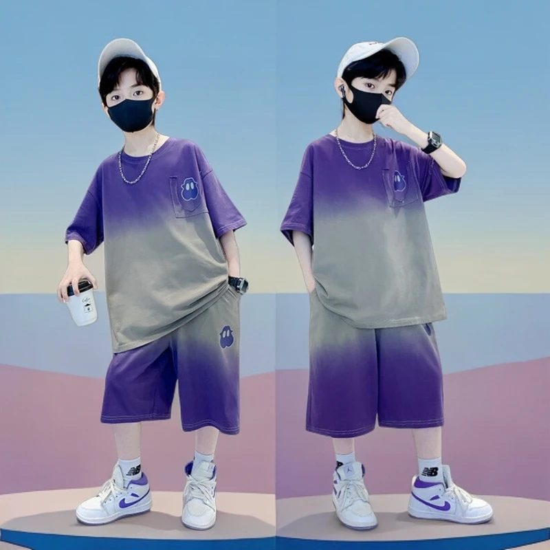 男童中大童夏装卫衣渐变男孩小奥特曼3-6岁儿童奥特曼衣服