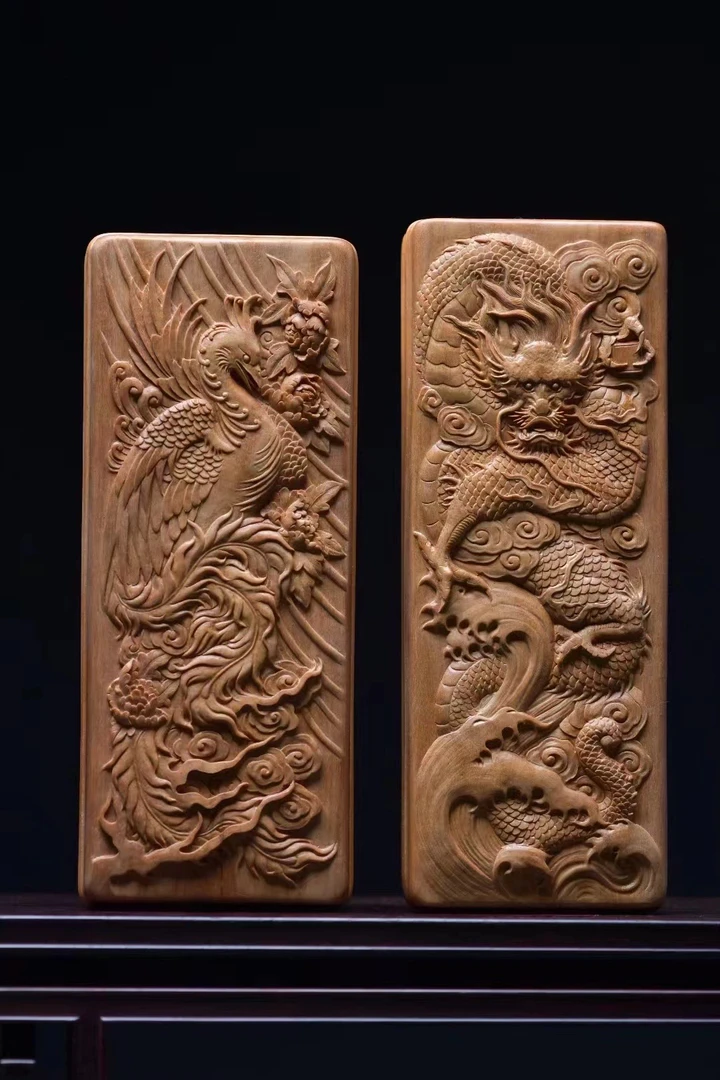 檀香龙凤盒一对