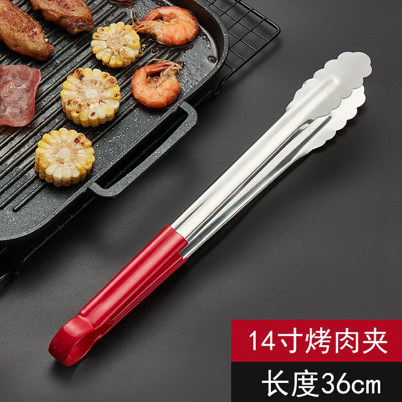 【出口韩国】不锈钢烤肉夹36CM加长多用烧烤夹子家用油炸夹食物夹