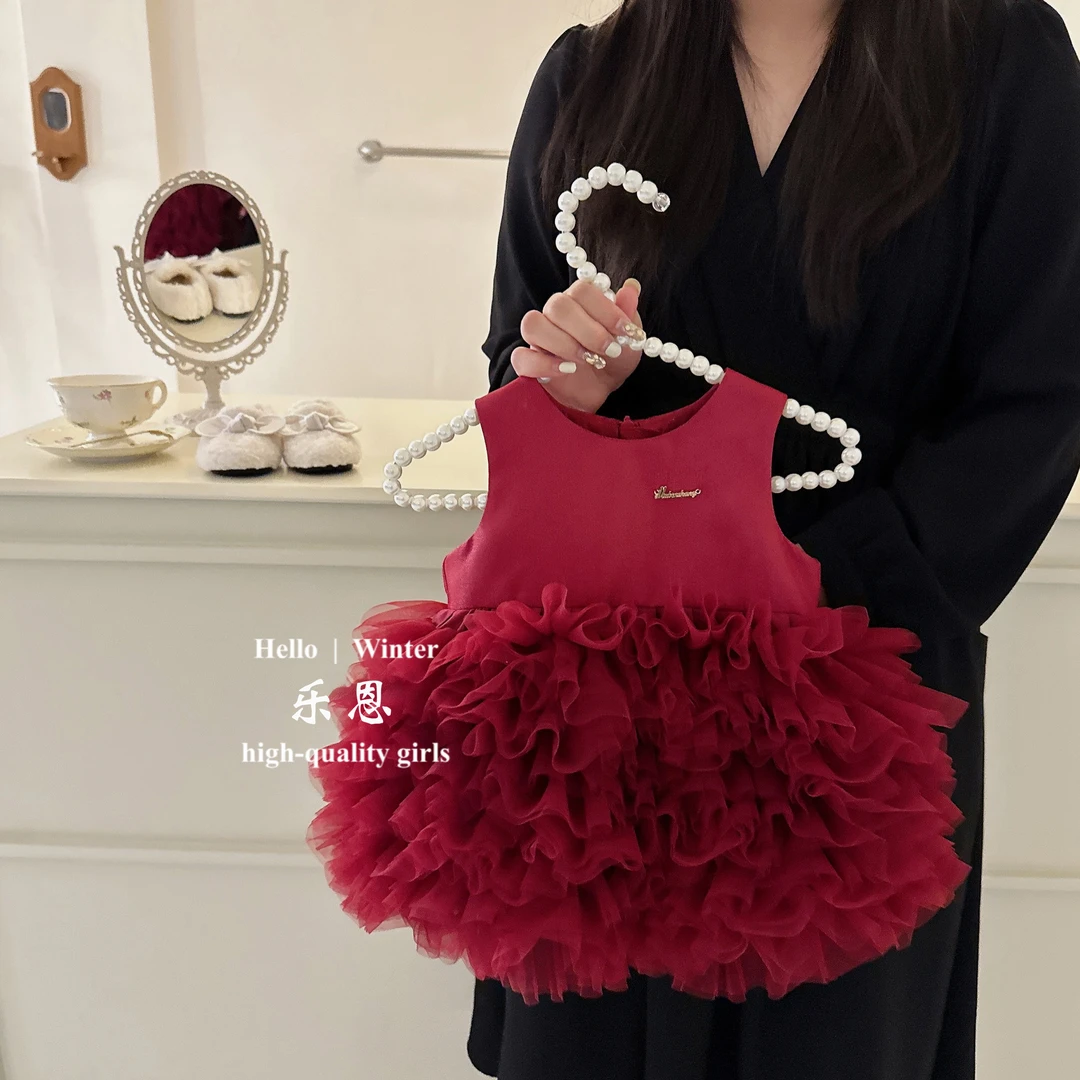 【乐恩童装】女宝宝周岁礼服tutu裙背心公主裙四季款生日抓周衣服
